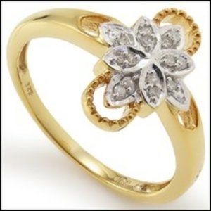 The floral diamond 14k gold plated solid silver ring for women